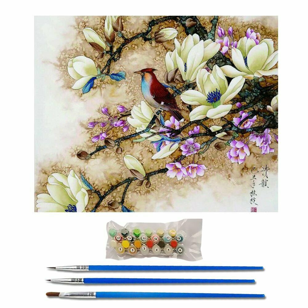 FLOWER BIRD 40*50CM Scenery Animal DIY Paint By Numbers Kit Digital Oil Painting Artwork Home Decor~
