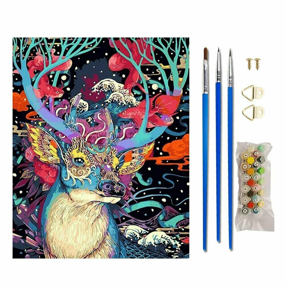 CHRISTMAS ELK 40*50CM Scenery Animal DIY Paint By Digital Oil Painting Artwork Home Decor