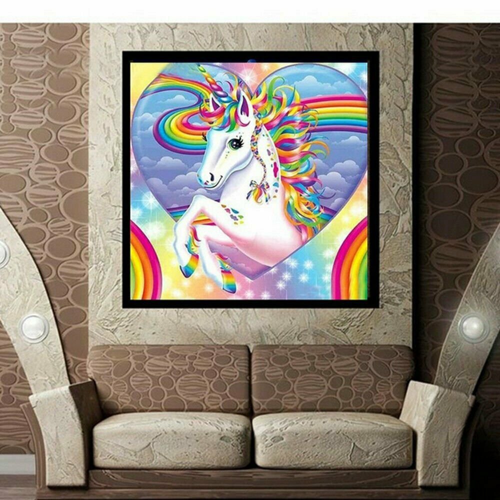 HEART UNICORN DIY 5D Diamond Painting Crystal Cross Stitch Hand Embroidery Art