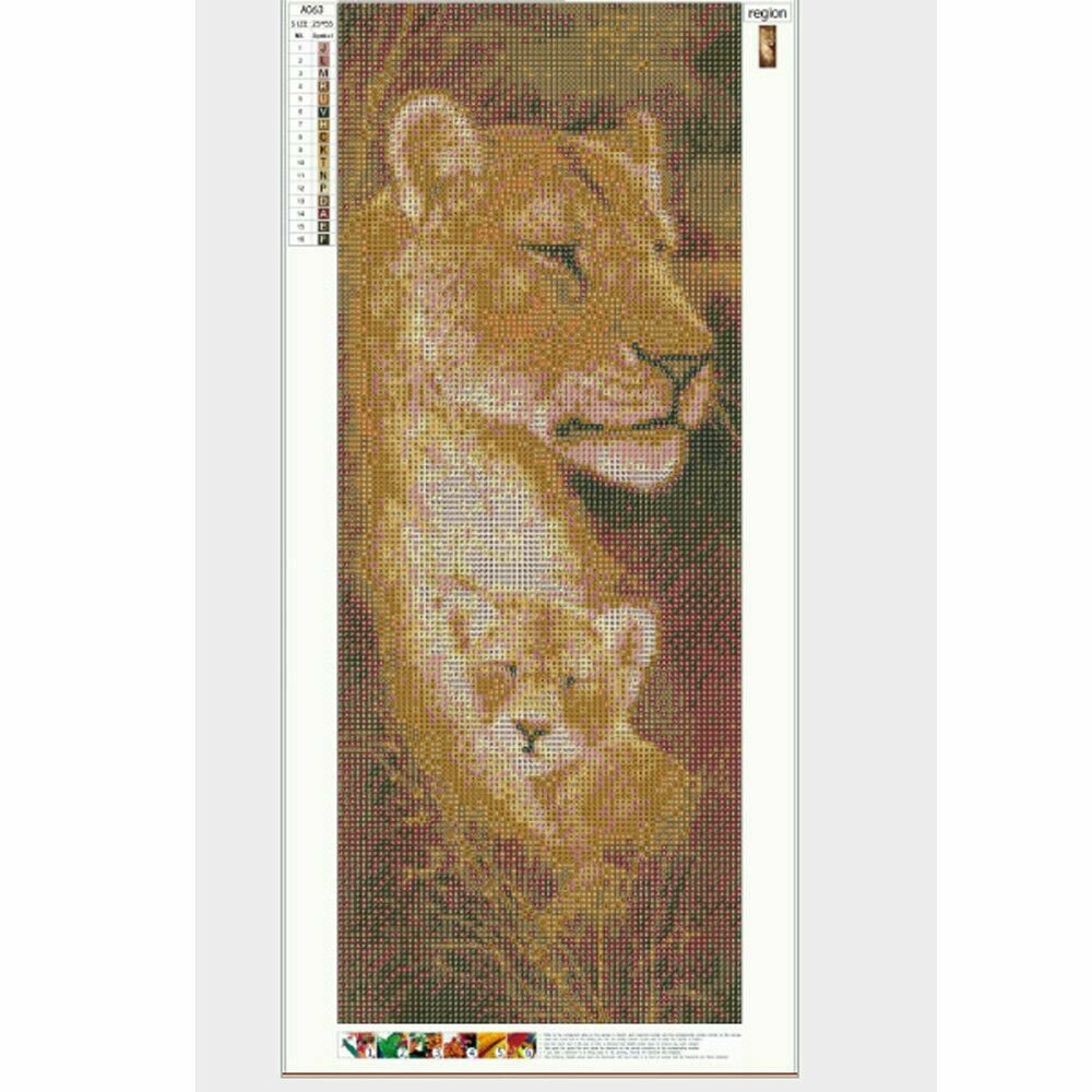 LION 20*50CM DIY 5D Diamond Painting Crystal Cross Stitch Hand Embroidery Art