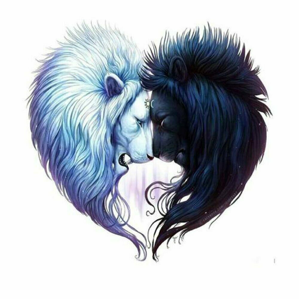 WHITE&BLACK LION 30*30CM DIY 5D Diamond Painting Crystal Cross Stitch Hand Embroidery Art