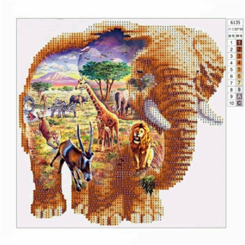 ELEPHANT ZOO 30*30CM DIY 5D Diamond Painting Crystal Cross Stitch Hand Embroidery Art