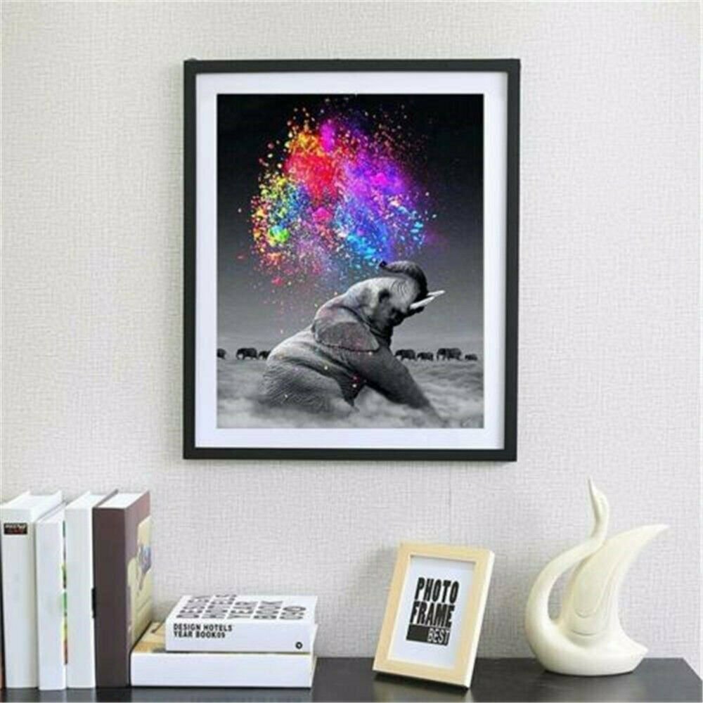 RAINBOW ELEPHANT 40*30CM DIY 5D Diamond Painting Crystal Cross Stitch Hand Embroidery Art