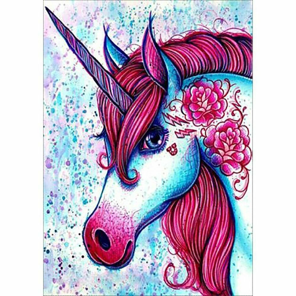 FUCHSIA UNICORN 30*40CM DIY 5D Diamond Painting Crystal Cross Stitch Hand Embroidery Art