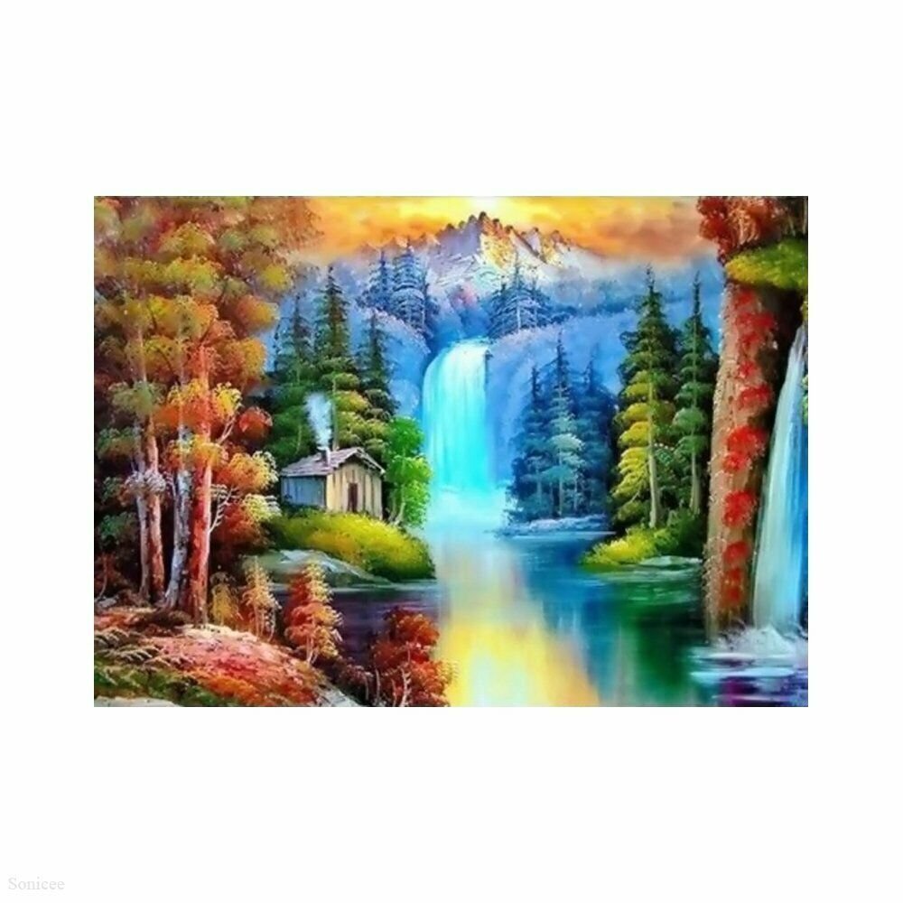 AUTUMN FOREST WATERFALL 30*40CM DIY 5D Diamond Painting Crystal Cross Stitch Hand Embroidery Art