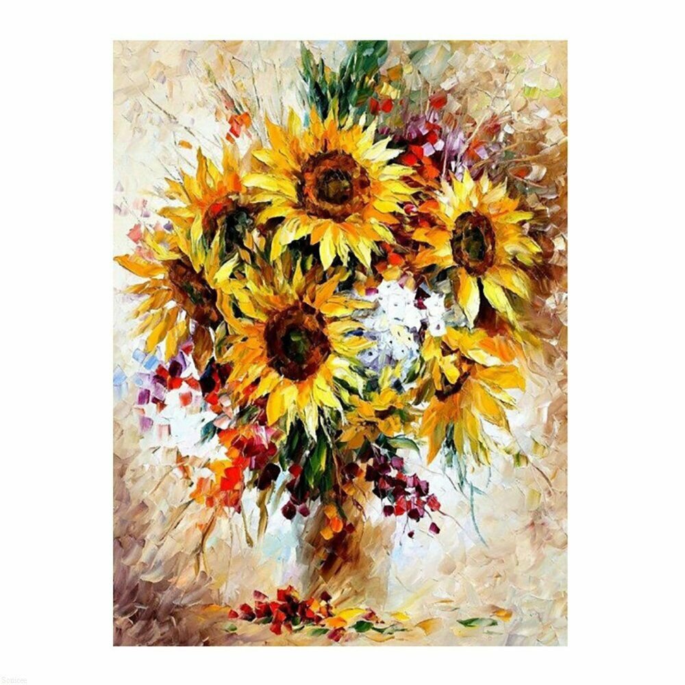OIL SUNFLOWER 30*30CM DIY 5D Diamond Painting Crystal Cross Stitch Hand Embroidery Art
