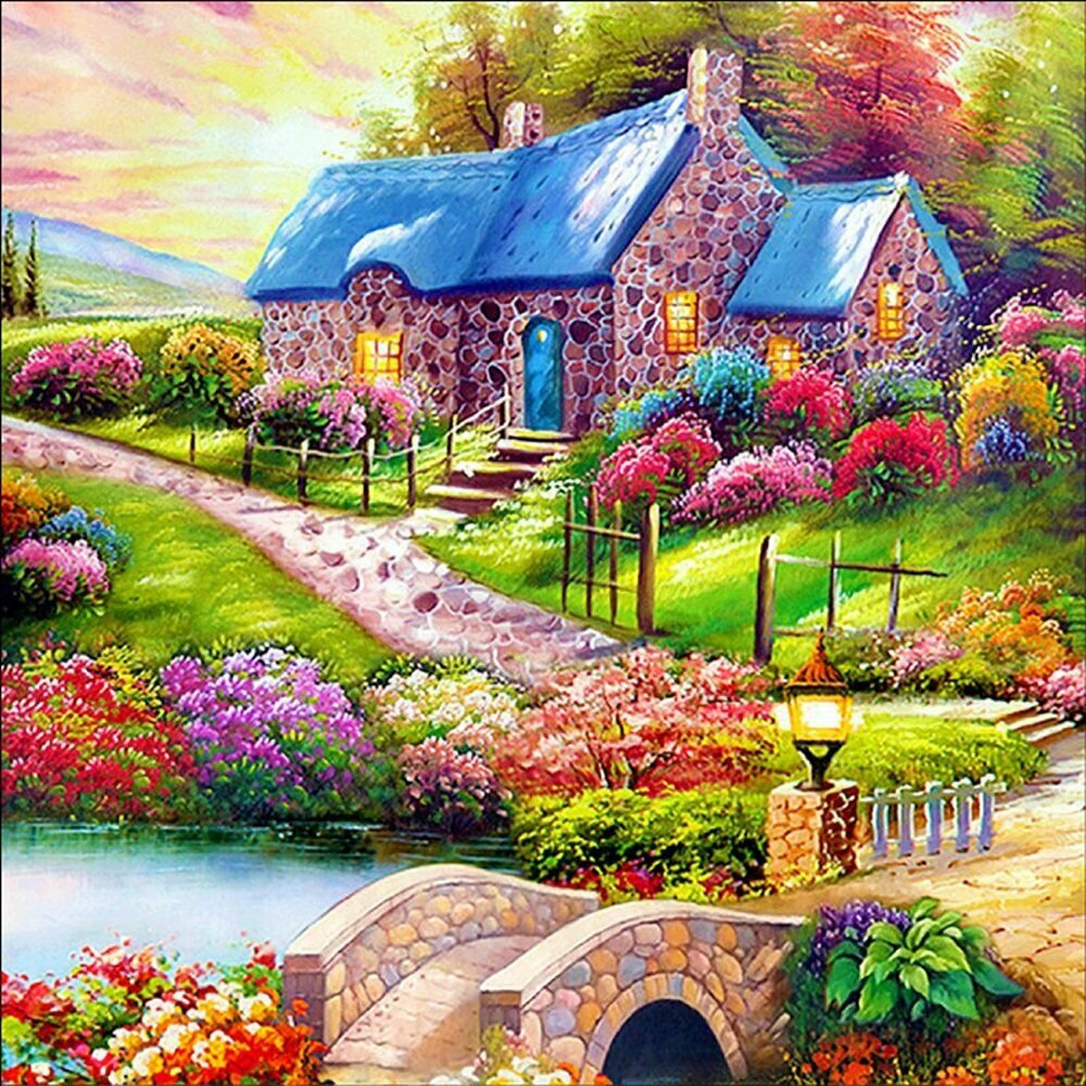 BEAUTYFULL VILLAGE 30*30CM DIY 5D Diamond Painting Crystal Cross Stitch Hand Embroidery Art