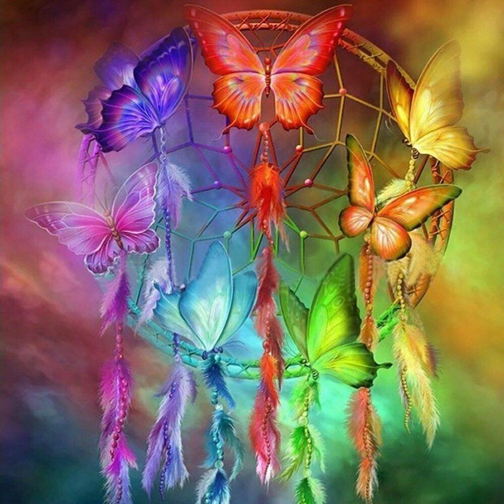 COLORFULL BUTTERFLY 40*30CM DIY 5D Diamond Painting Crystal Cross Stitch Hand Embroidery Art