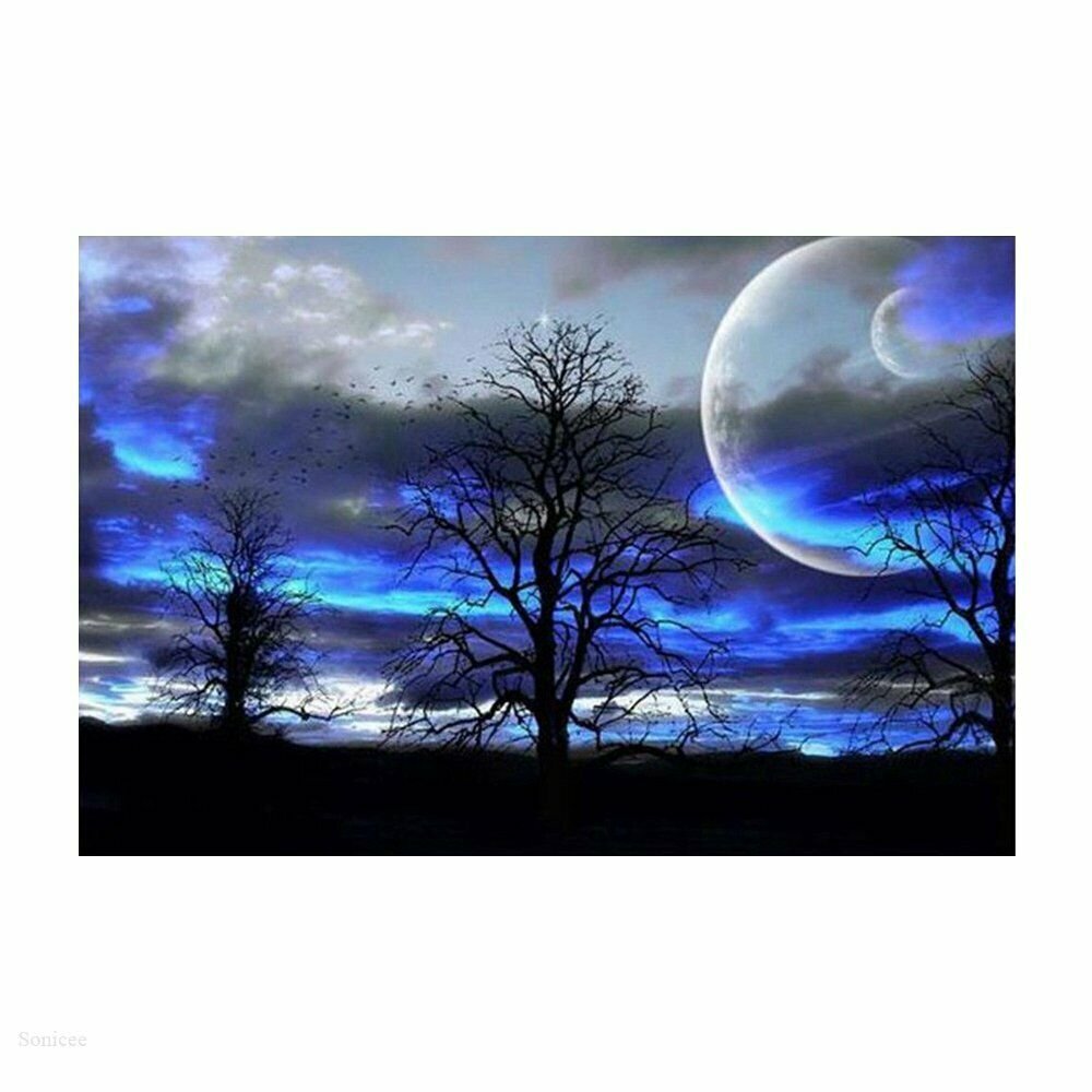 MOON TREES 30*40CM DIY 5D Diamond Painting Crystal Cross Stitch Hand Embroidery Art
