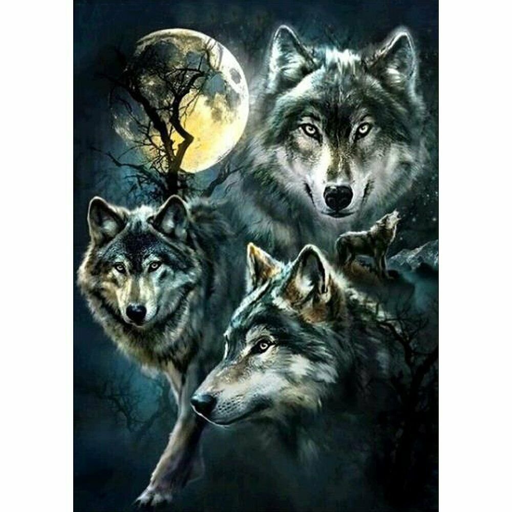 WOLVES 30*40CM DIY 5D Diamond Painting Crystal Cross Stitch Hand Embroidery Art