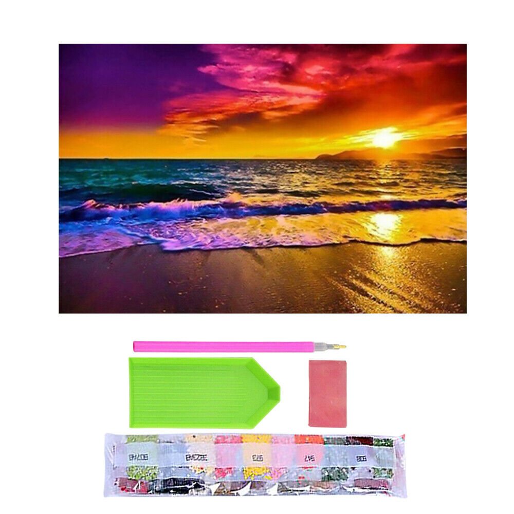 COLORFULL BEACH 30*40CM DIY 5D Diamond Painting Crystal Cross Stitch Hand Embroidery Art