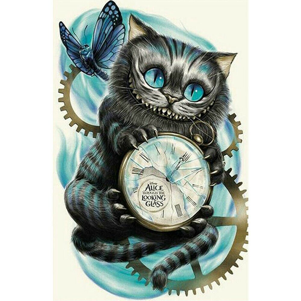CAT CLOCK 30*40CM DIY 5D Diamond Painting Crystal Cross Stitch Hand Embroidery Art