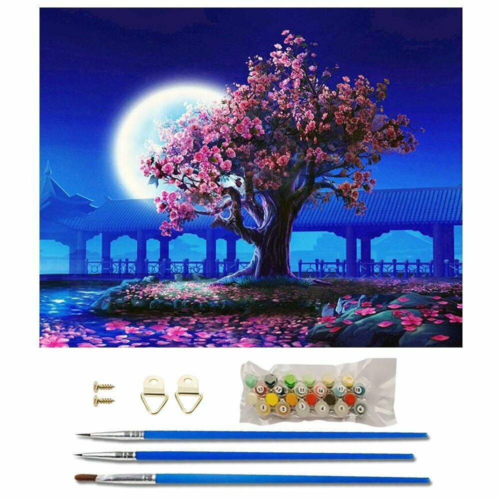 FAIRY MOON TREE 40*50 DIY Oil Acrylic Painting Kit Paint By Numbers Adult Children Beginners