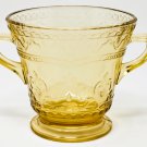 Federal Glass Patrician Spoke Amber Depression Footed Open Sugar Bowl, 1930's, EUC