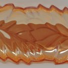 Indiana Glass Vintage Peach Colored Double Leaf Shaped Carnival Glass Relish Dish