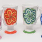 Solaris by Elena Vintage Flower Pedestal Mugs, Coffee or Tea, Set of 4, 1970's EUC
