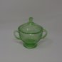 Hazel Atlas Glass Vintage Florentine No. 1 Green Poppy Sugar Bowl w/Lid, 1930's EUC