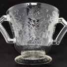 Hazel Atlas Glass Vintage Florentine No. 2 Crystal Clear Poppy Footed Open Sugar Bowl, 1930s, EUC