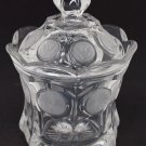 Vintage Fostoria Clear Crystal Frosted Coin Pattern #1372 Candy Jar Dish with Lid, EUC