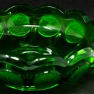 Fostoria Vintage Emerald Green Frosted Coin Pattern Nappy Bowl Dish With Handle EUC