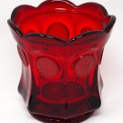 Fostoria Vintage Ruby Red Coin Pattern Glass Candy Jar With Scalloped Edge - NO LID - in EUC Fostoria Vintage Ruby Red Coin Pattern Glass Candy Jar With Scalloped Edge - NO LID - in EUC