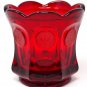 Fostoria Vintage Ruby Red Coin Pattern Glass Candy Jar With Scalloped Edge - NO LID - in EUC