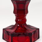 Fostoria Ruby Red Coin Pattern Glass Candle Holder w/Hexagon Base, 4 1/2" Tall Fostoria Ruby Red Coin Pattern Glass Candle Holder w/Hexagon Base, 4 1/2" Tall