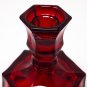 Fostoria Ruby Red Coin Pattern Glass Candle Holder w/Hexagon Base, 4 1/2" Tall
