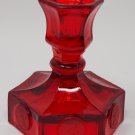 Fostoria Vintage Ruby Red Coin Pattern Glass Candle Holder w/Hexagon Base, 4 1/2" Tall Fostoria Vintage Ruby Red Coin Pattern Glass Candle Holder w/Hexagon Base, 4 1/2" Tall