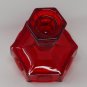 Fostoria Vintage Ruby Red Coin Pattern Glass Candle Holder w/Hexagon Base, 4 1/2" Tall