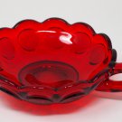 Fostoria Ruby Red Coin Glass Nappy with Handle, Candy or Trinket Dish, Bowl