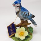 Vintage Hand-Painted Blue Jay Bird with Anemone Flower Figurine by Angeline Originals Vintage Hand-Painted Blue Jay Bird with Anemone Flower Figurine by Angeline Originals