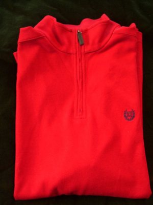 Mens Sweater New Chaps True Apple Red Knit Half Zip Top L