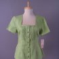Womens Blouse New Choices Willow Green Linen Top Petite Small