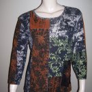 Womens Knit Blouse Large Chicos Black Brown Top 2 L