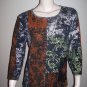 Womens Knit Blouse Large Chicos Black Brown Top 2 L