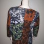 Womens Knit Blouse Large Chicos Black Brown Top 2 L
