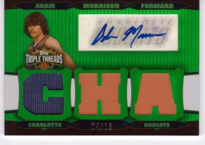 2006 2007 Adam Morrison Triple Threads Auto 4/18 2 Color Rookie RC