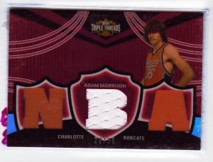 2006 2007 Adam Morrison Triple Threads Auto 29/36 # Red Patches Rookie RC