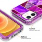 2 in 1 Cover for iPhone 12/12 Pro Case Marble Soft TPU PC Bumper 360&Acirc;&deg; Full Body Protect
