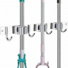 Broom Mop Holder Wall Mount 3 Racks 4 Hooks Screw Self Adhesive Organizer Hanger Broom Mop Holder Wall Mount 3 Racks 4 Hooks Screw Self Adhesive Organizer Hanger