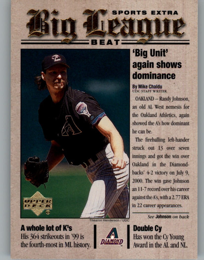 2001 Upper Deck Big League Beat BB9 Randy Johnson