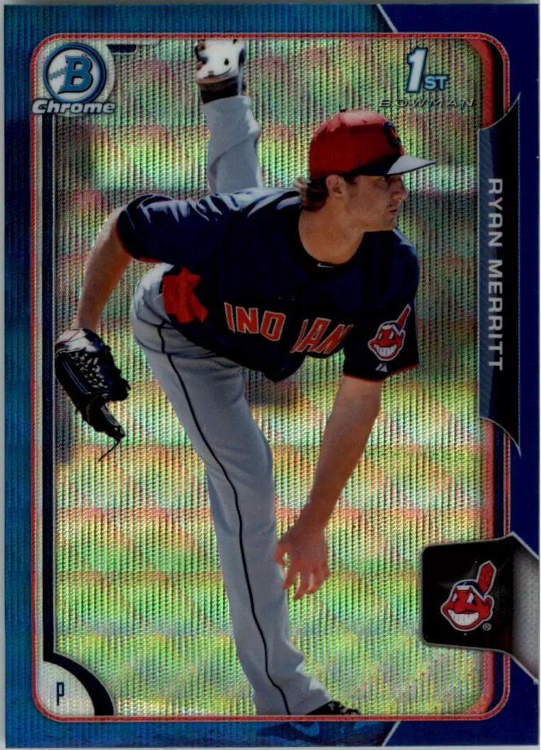 2015 Bowman Chrome Prospects Blue Wave Refractors BCP40 Ryan Merritt