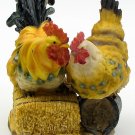 Hen and Rooster On Hay Bale