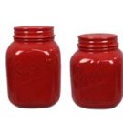 Red Ceramic Mason Jar 4 piece Canister Set