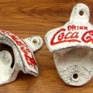 Cast Iron White Coke Cola Wall Mount Bottle Opener Set of 2