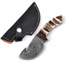 Legacy Damascus Steel Full Tang Stag Handle Gut Hook Outdoor Knife