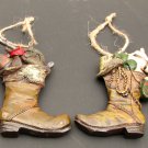 Resin Cowboy Boot Ornaments Set/2 FREE SHIPPING