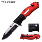 Tac-Force 7.75" Fire Fighter Spring Assisted Folding Knife With Flashlight FREE SHIPPING