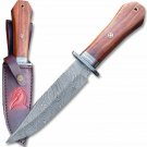 Mountain Out Back Damascus Steel Hunting Knife Wood Handle FREE SHIPPING